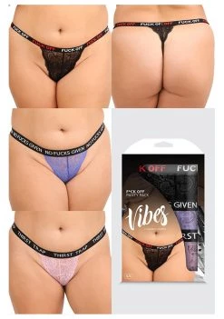 Fantasy Lingerie Fuck Off Panty 3-Pack - Queen Size