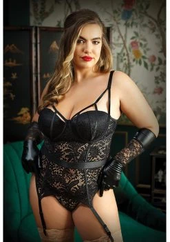 Fantasy Lingerie Moonlight Caged Bustier And Panty - Plus Size