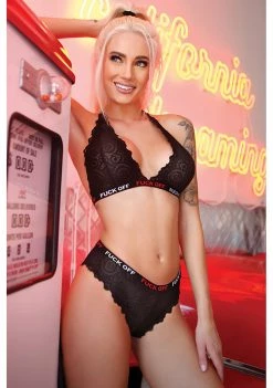 Fantasy Lingerie Fuck Off Lace Bralette And Cheeky Panty