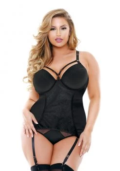 Fantasy Lingerie Odessa Molded Cup Bustier With Matching Panty - Black