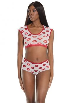 Coquette Lingerie Kisses Crop Top And Booty Short -Cheap Lingerie Store betouzx91347mhkgjwtx