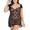 Coquette Lingerie Cap Sleeve Dress - Queen Size