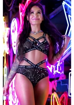 Fantasy Lingerie Karma's A Bitch Bralette And Cutout Panty Set