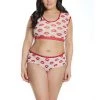 Coquette Lingerie Kisses Crop Top And Booty Short - Queen Size
