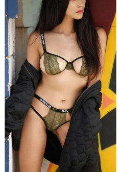 Fantasy Lingerie Savage AF Cutout Bra And Caged Panty